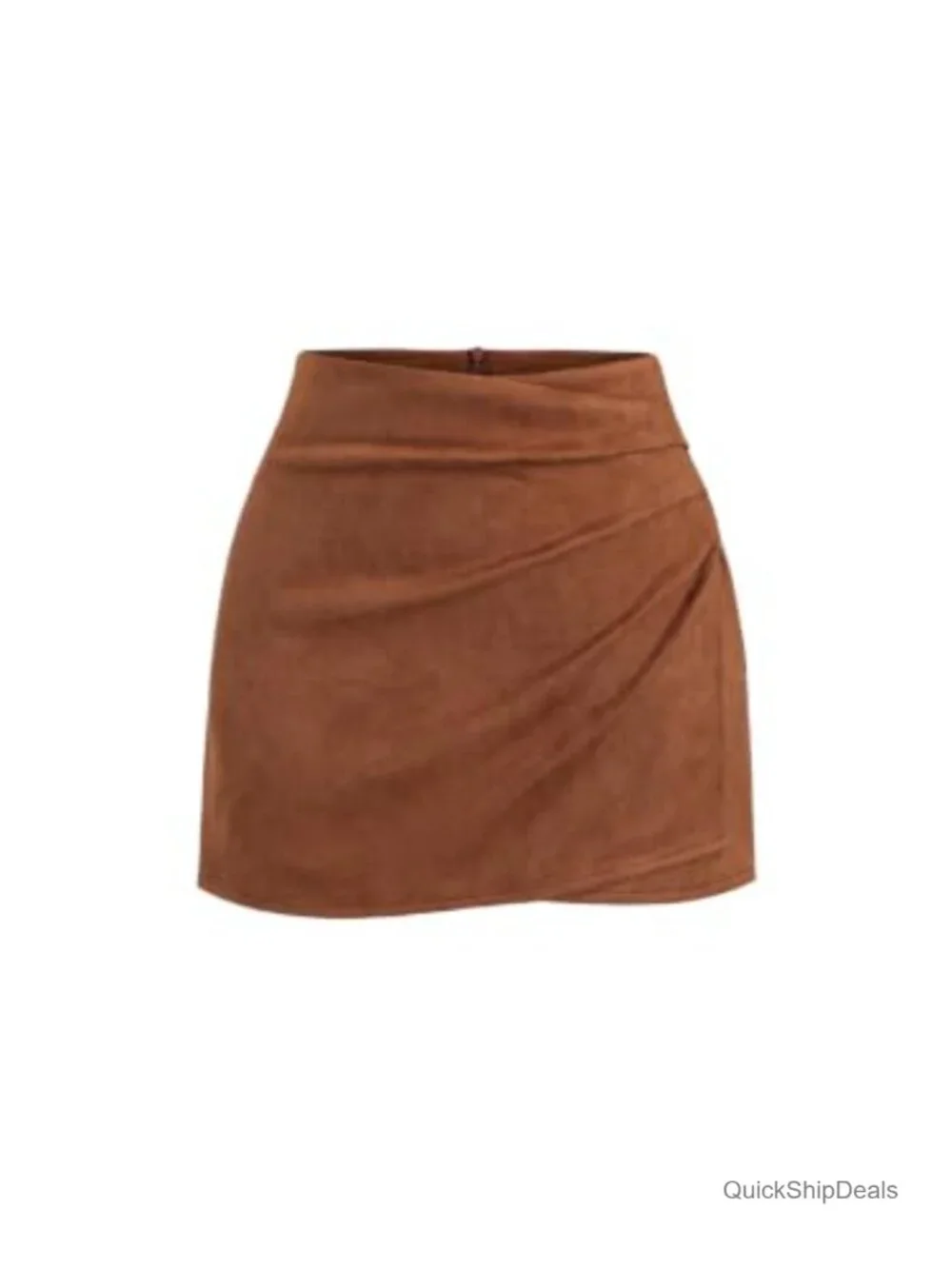 Suede Wrap Skirt Bodycon High Waist Tulip Hem Mini
